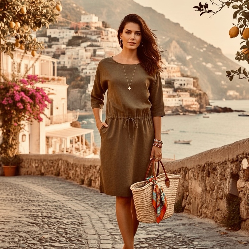 REDOUTE Brown Viscose Relaxed Fit Dress Size 8